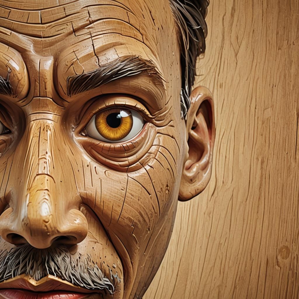 Whimsical Pinocchio Caricature with Exaggerated Nose