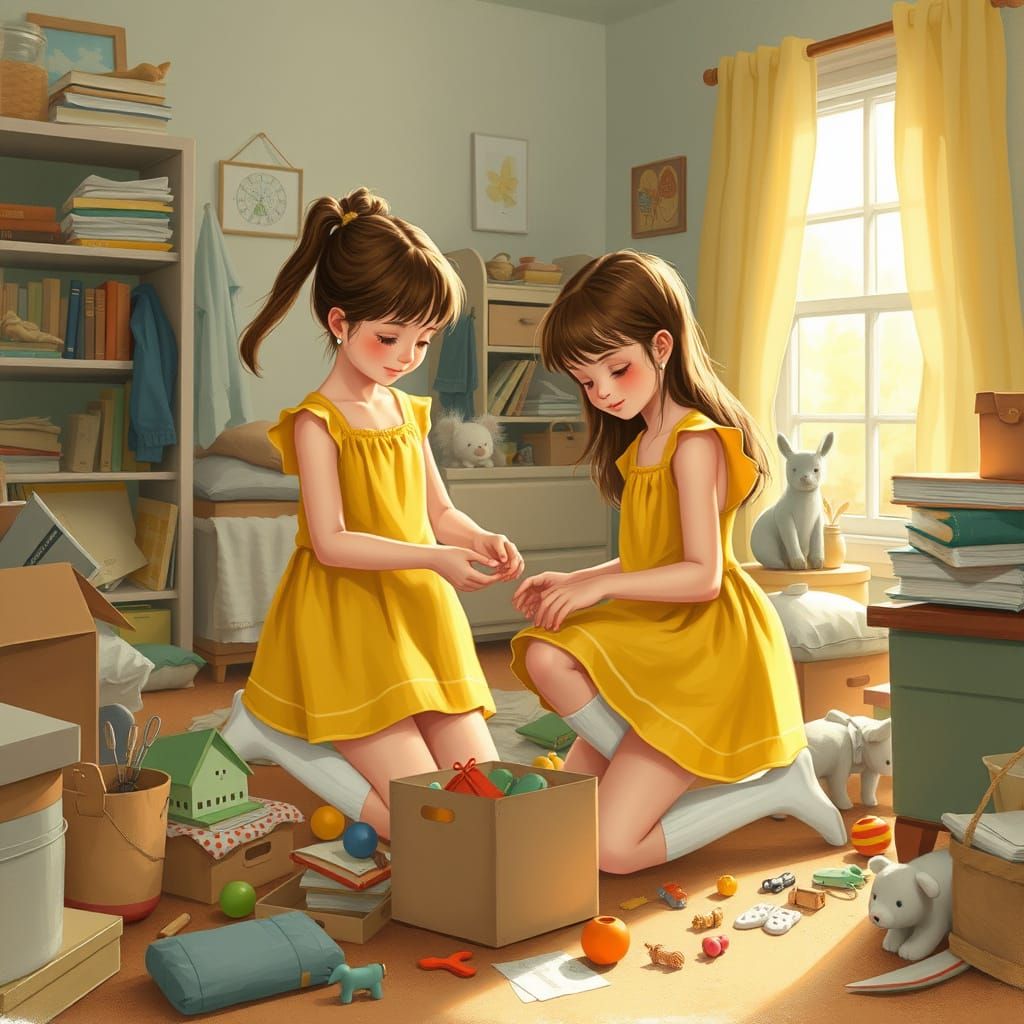 Twin Sisters Clean Their Whimsical Room