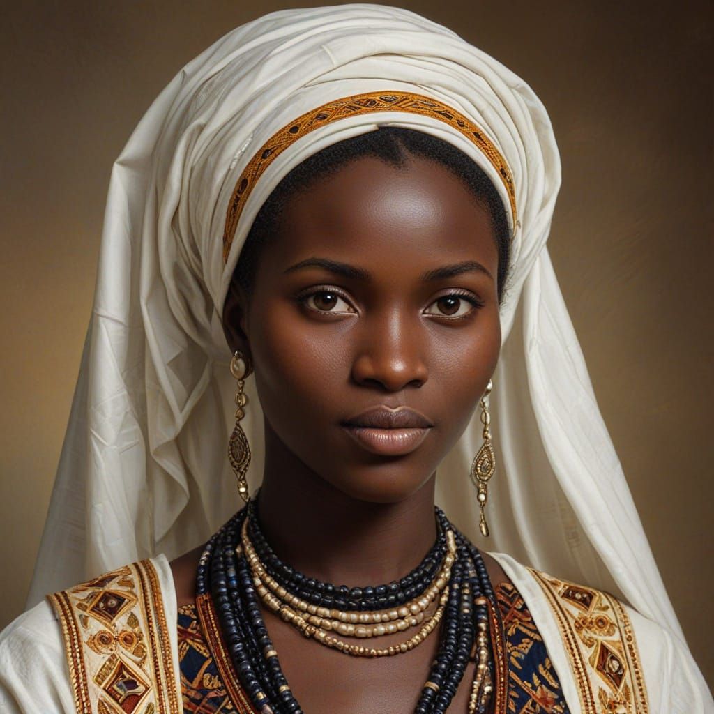 Senegalese Fula Woman in Rubens Oil Painting Style