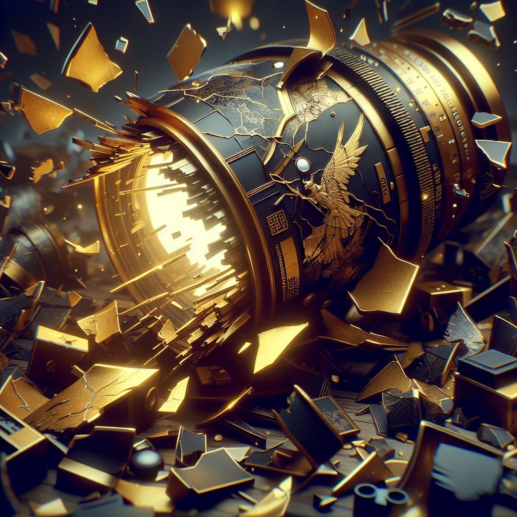 Epic Cinematic Scene in Hyperrealistic Kintsugi Style