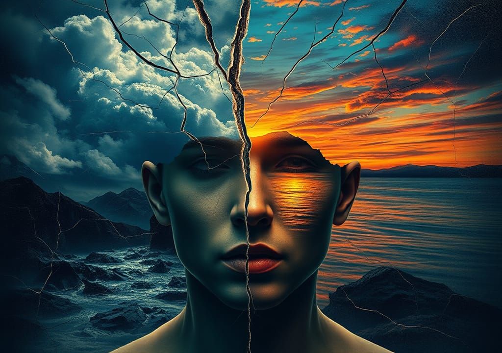 Fractured Psyche: A Digital Painting of Inner Turmoil