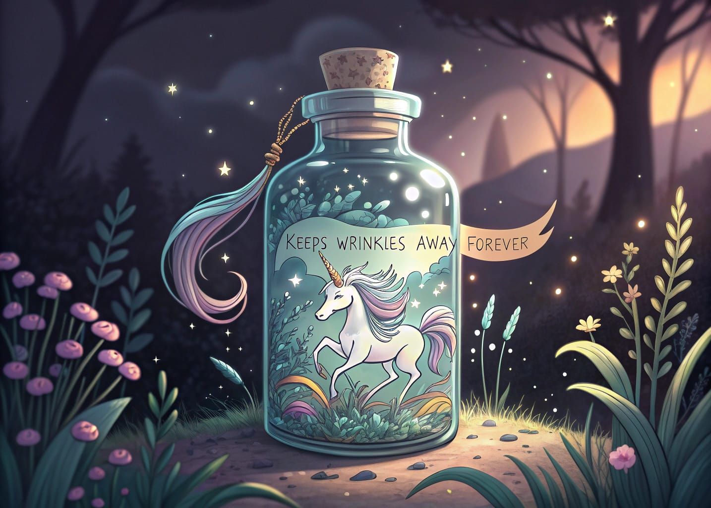 Glamora's Elixir: A Mystical Art Nouveau Vial