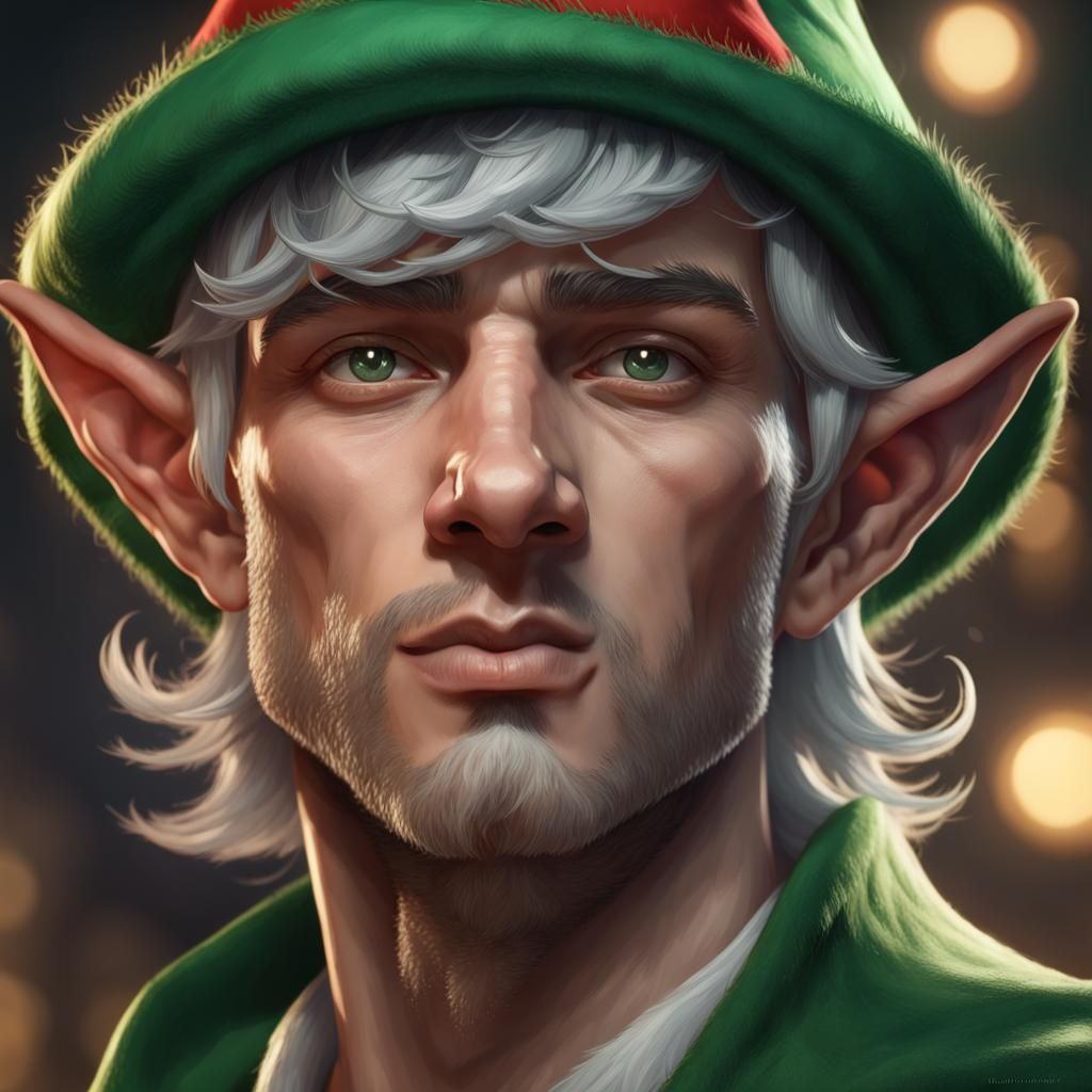 Detailed Portrait of a Christmas Elf in Digital Art
