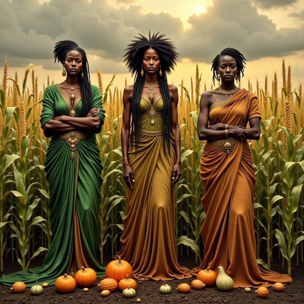 Three Sisters: Corn, Bean, and Squash Goddesses