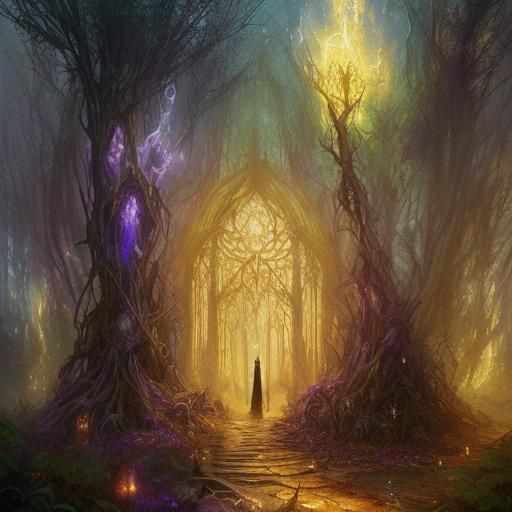 Ominous Fantasy Landscape in Surreal Tracery Style