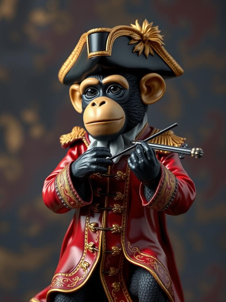 Glass Monkey Musician Figure as Digital Art