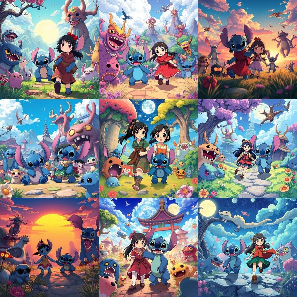 Yuna and Stitch Yokai Watch Anime Crossover