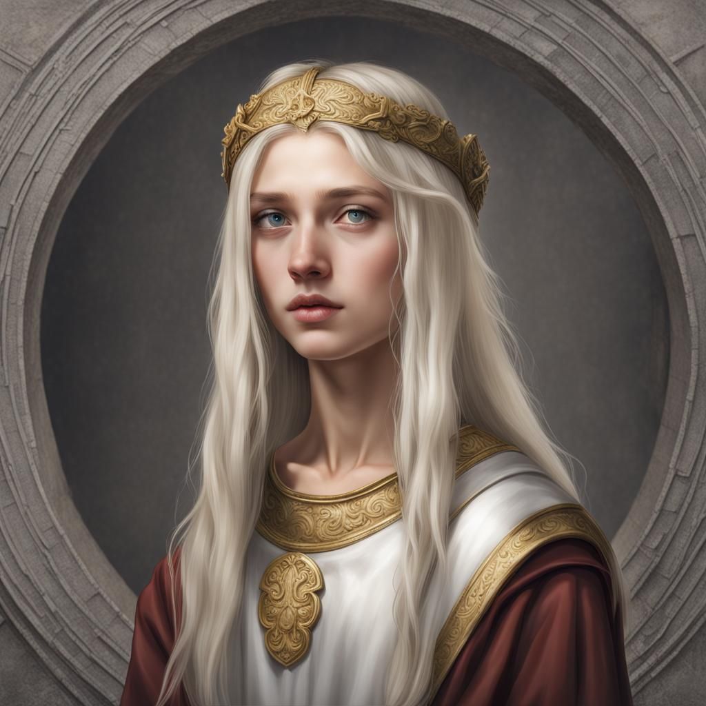 Young Roman Priestess with Silver Hair