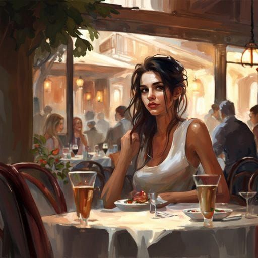 Modern Italian Woman in Restaurant