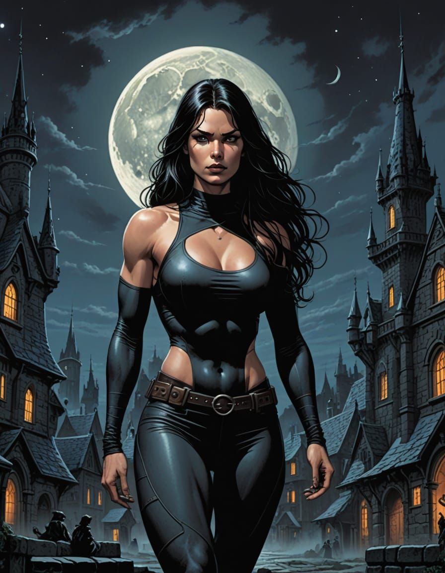 Grim Dark Athlete Runs Through Medieval Market Under Full Mo...