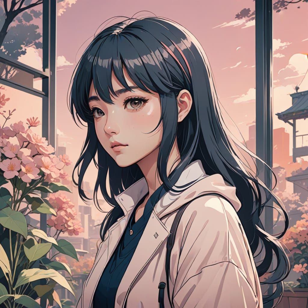 Minimalist Card with Elegant Typography in Anime Style