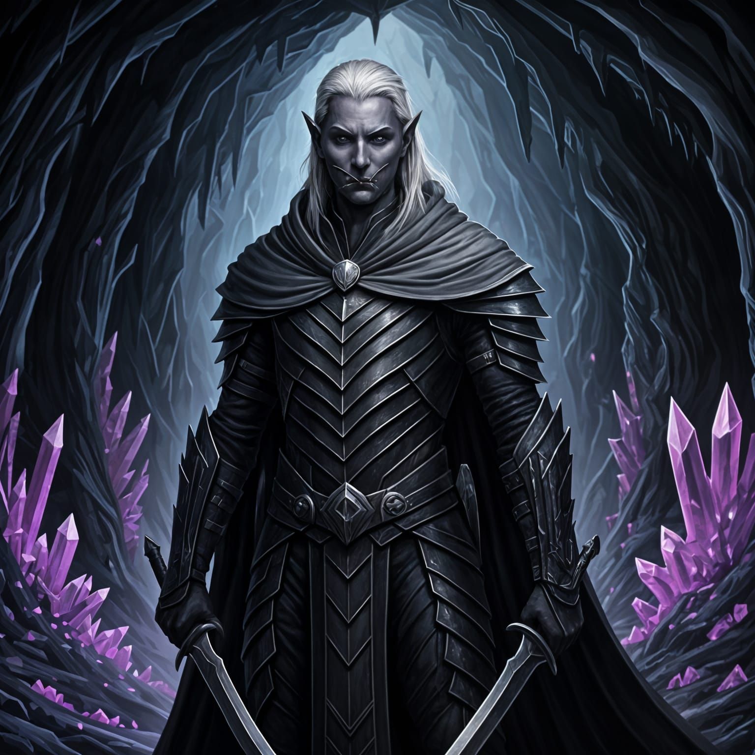 Drow Assassin in Cavern of Purple Fungi