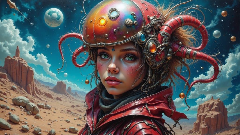 Alien Scientist Portrait on Exoplanet