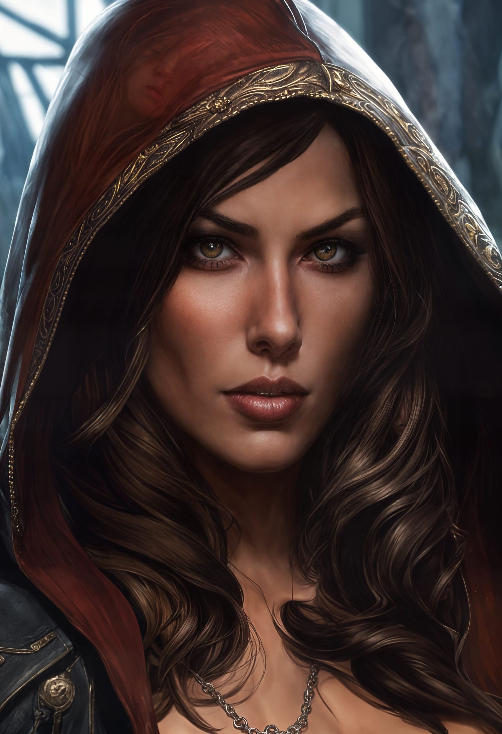 Hooded Thief Portrait in Dark Fantasy Style