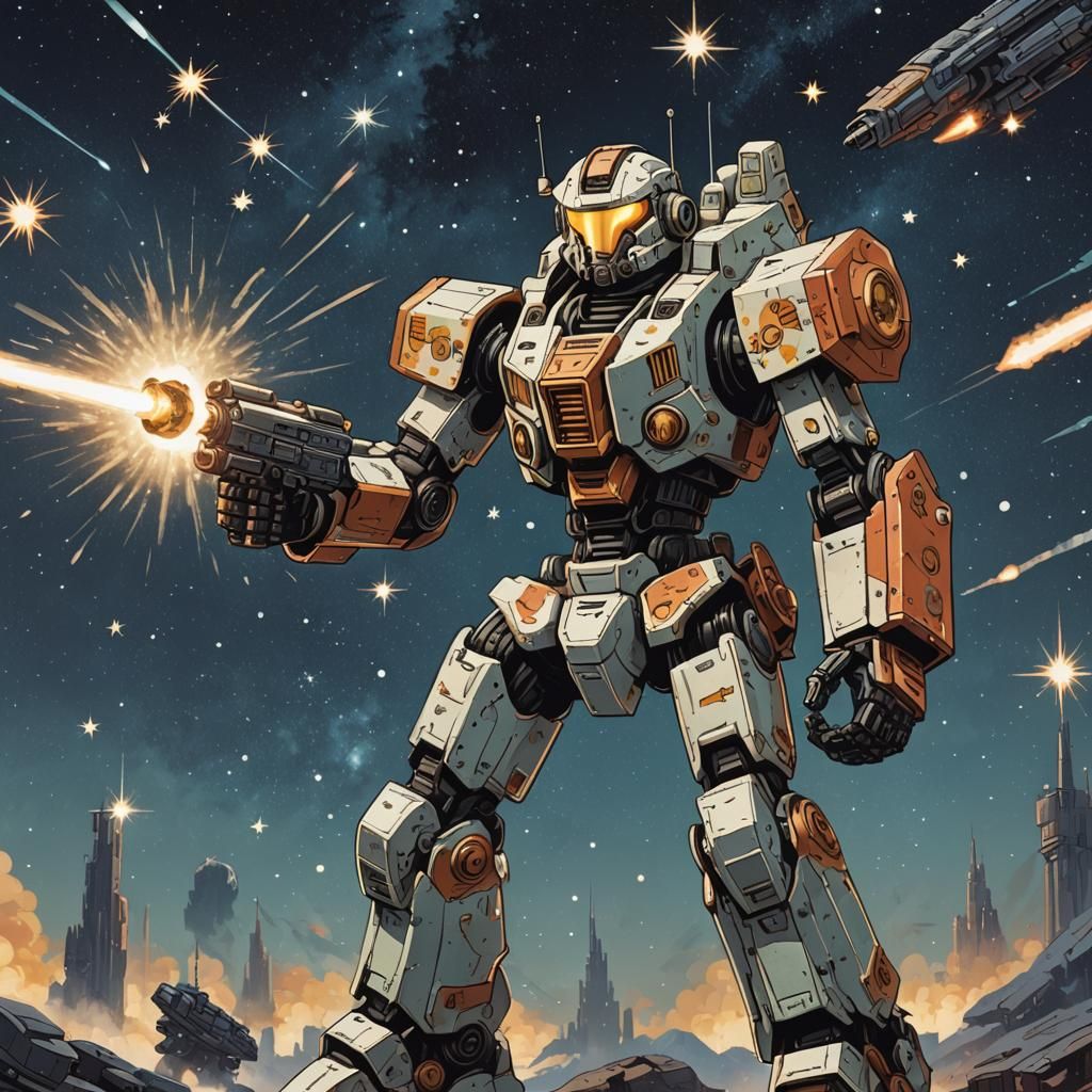 Retro Mech Warrior Shooting Star Beam