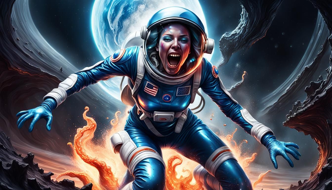 Astronaut's Terror: Alien Planet Nightmare in Hyperrealism