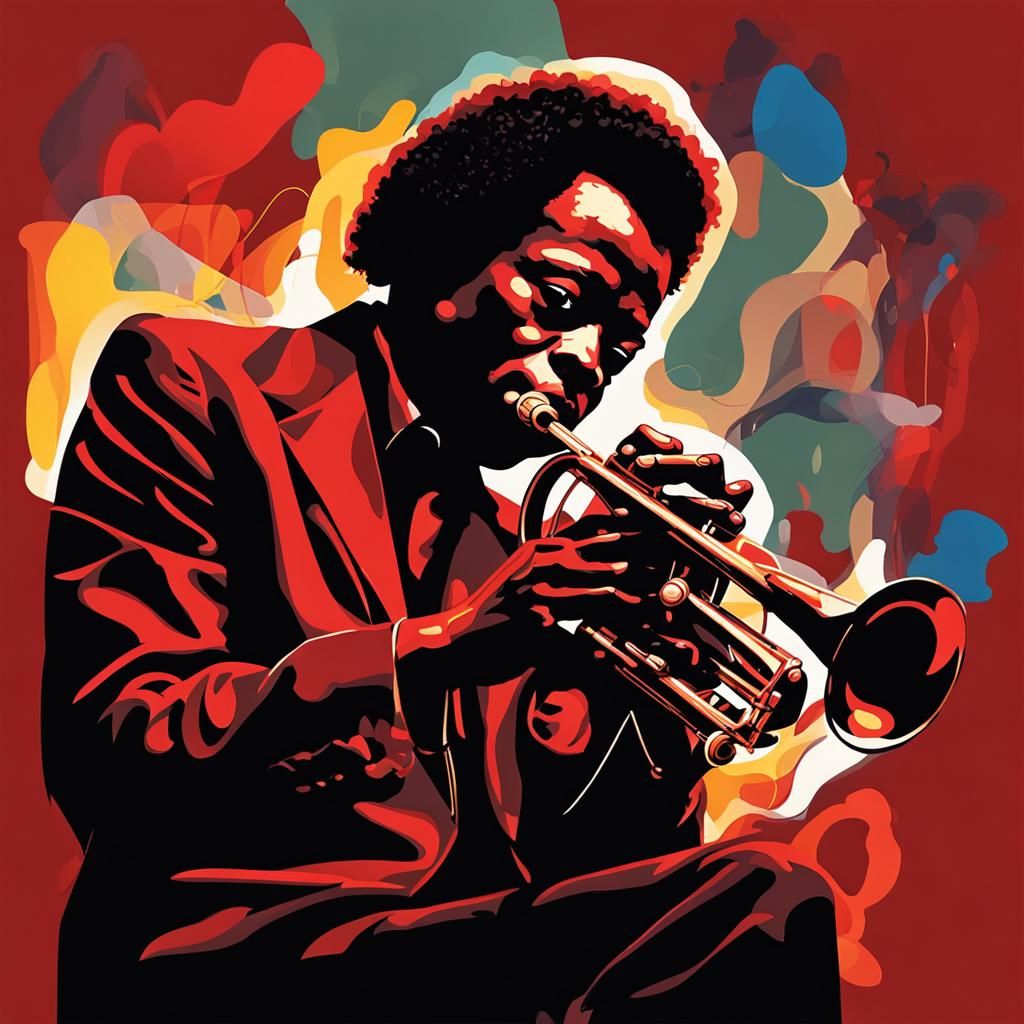 Miles Davis in Smoky Cabaret, Minimalist Abstract Art