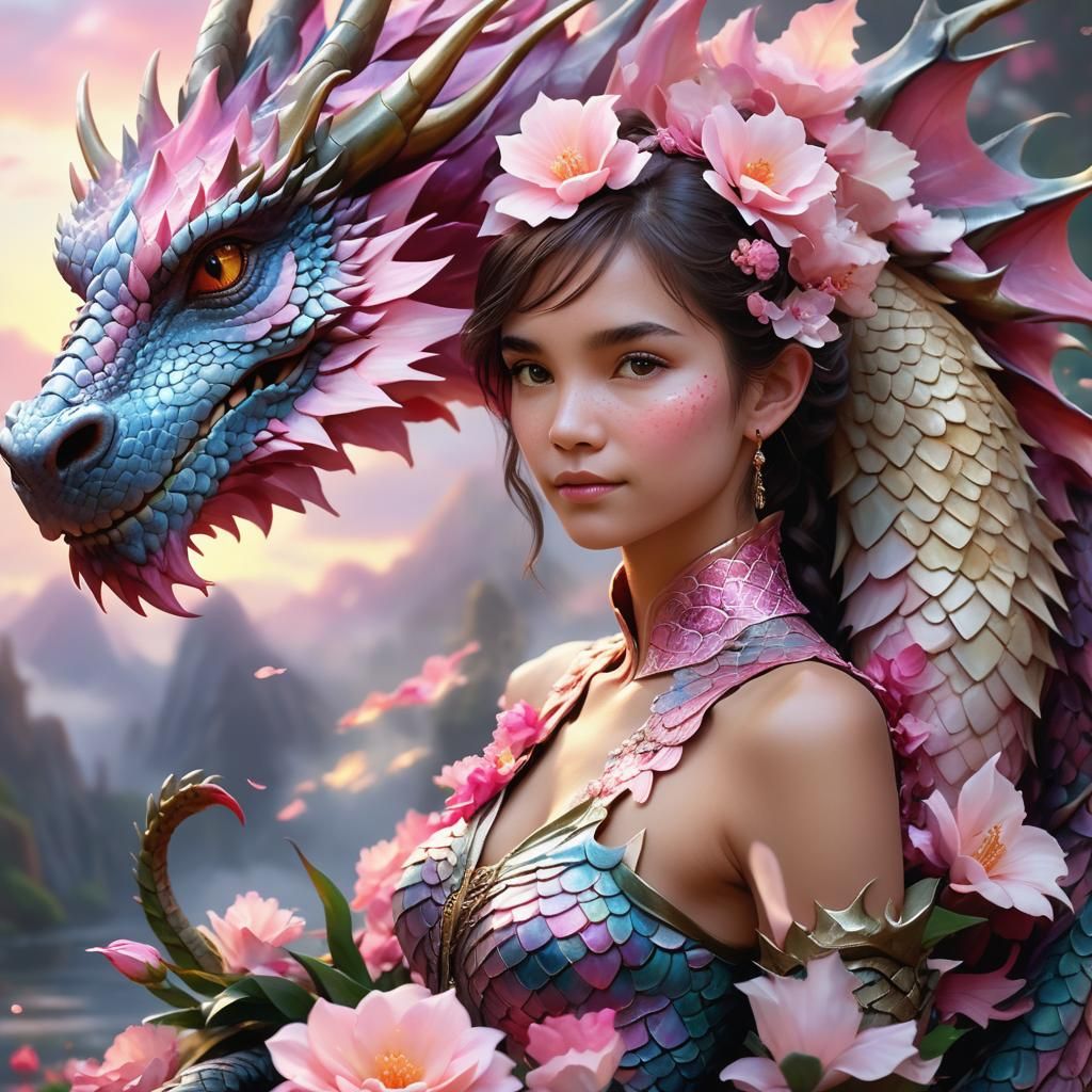 Dragonrider Portrait in Orphic Fractal Style