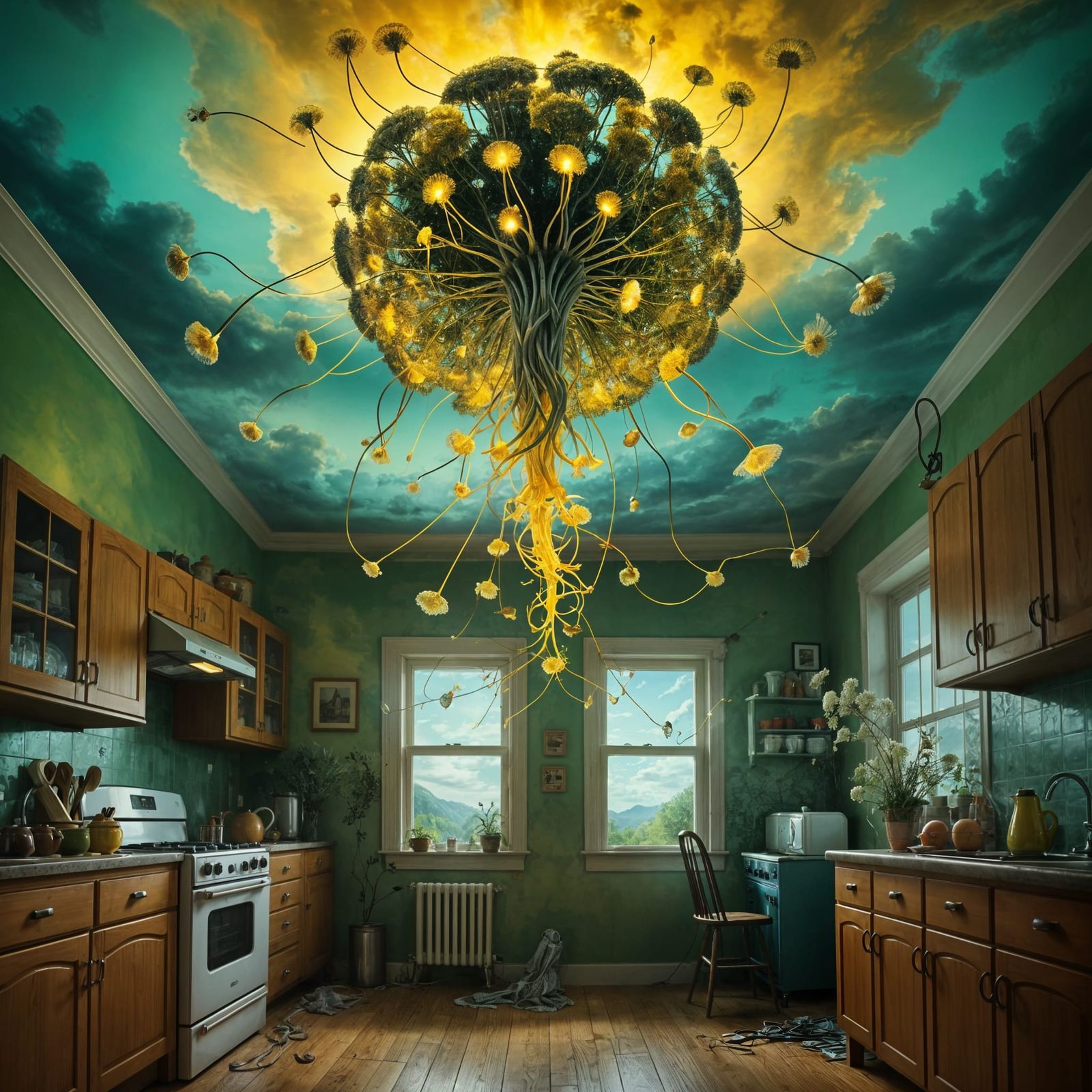 Surreal Cityscape in Vibrant Oil Painting Style