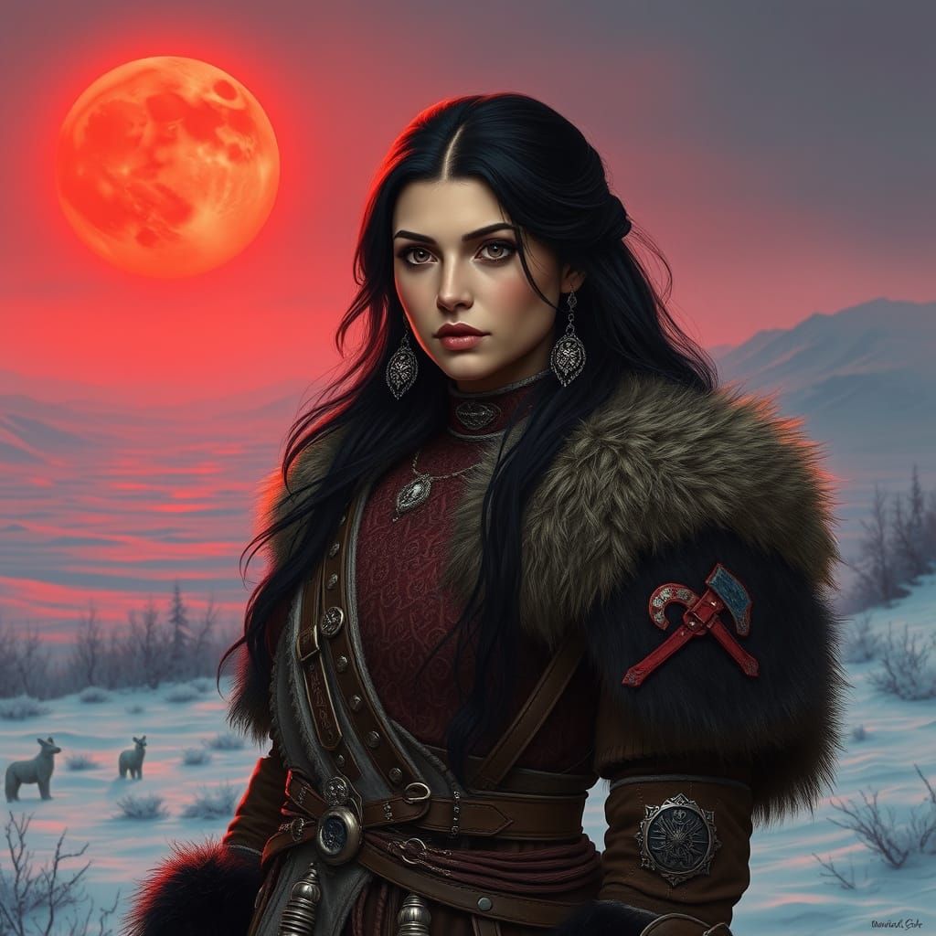 Siberian Tsarina in Sci-Fi Landscape