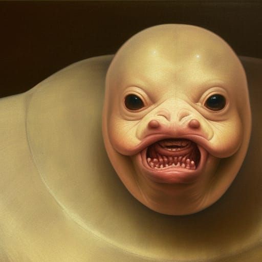 Hyperrealistic Blobfish Oil Painting in Photorealistic Style
