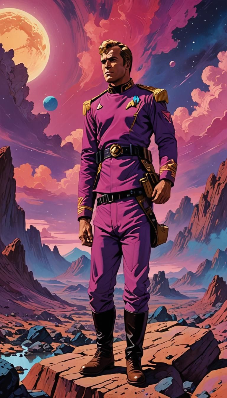 Kirk on Alien Planet in Bakshi Style