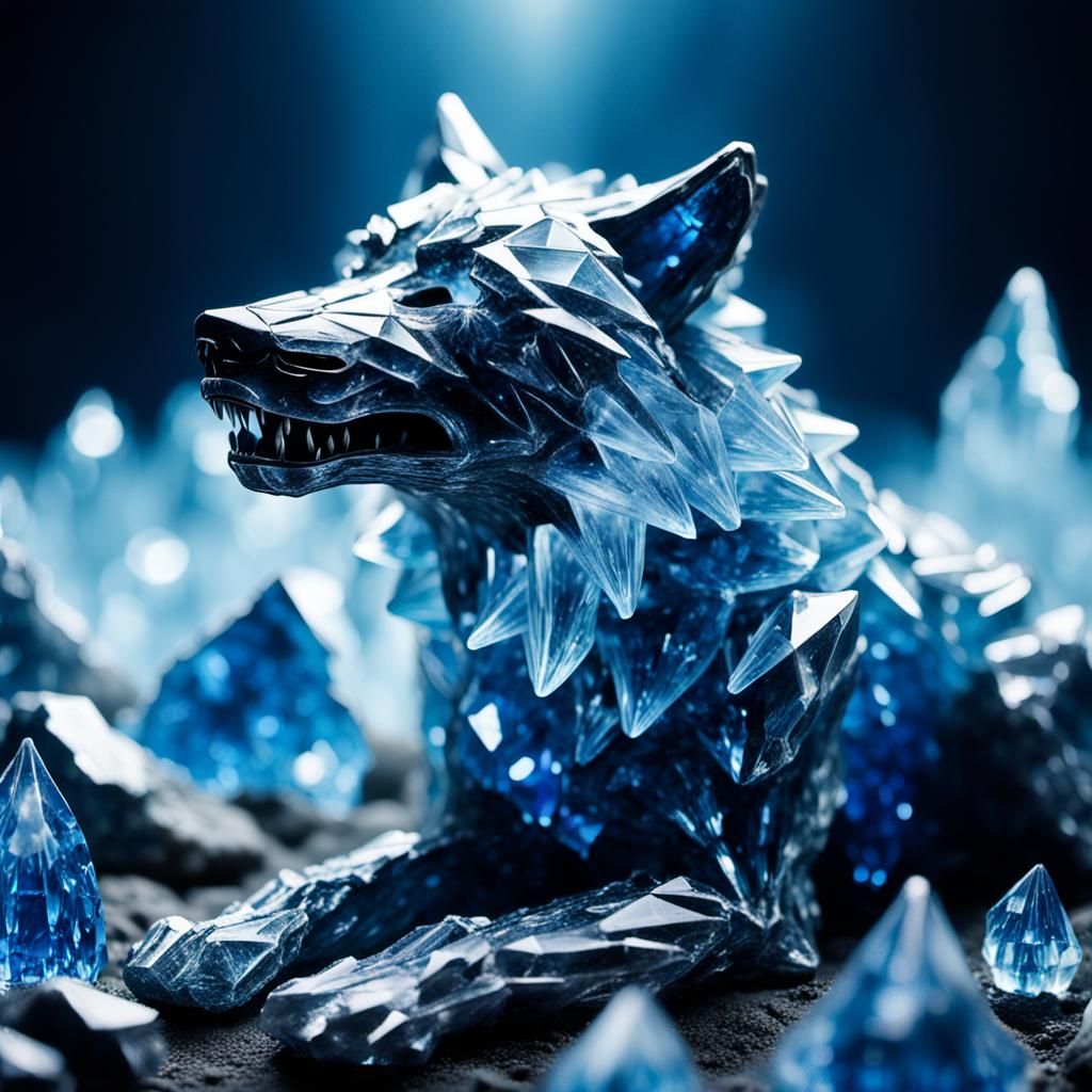 Crystalline Wolf Rising: A Dark Fantasy Vision