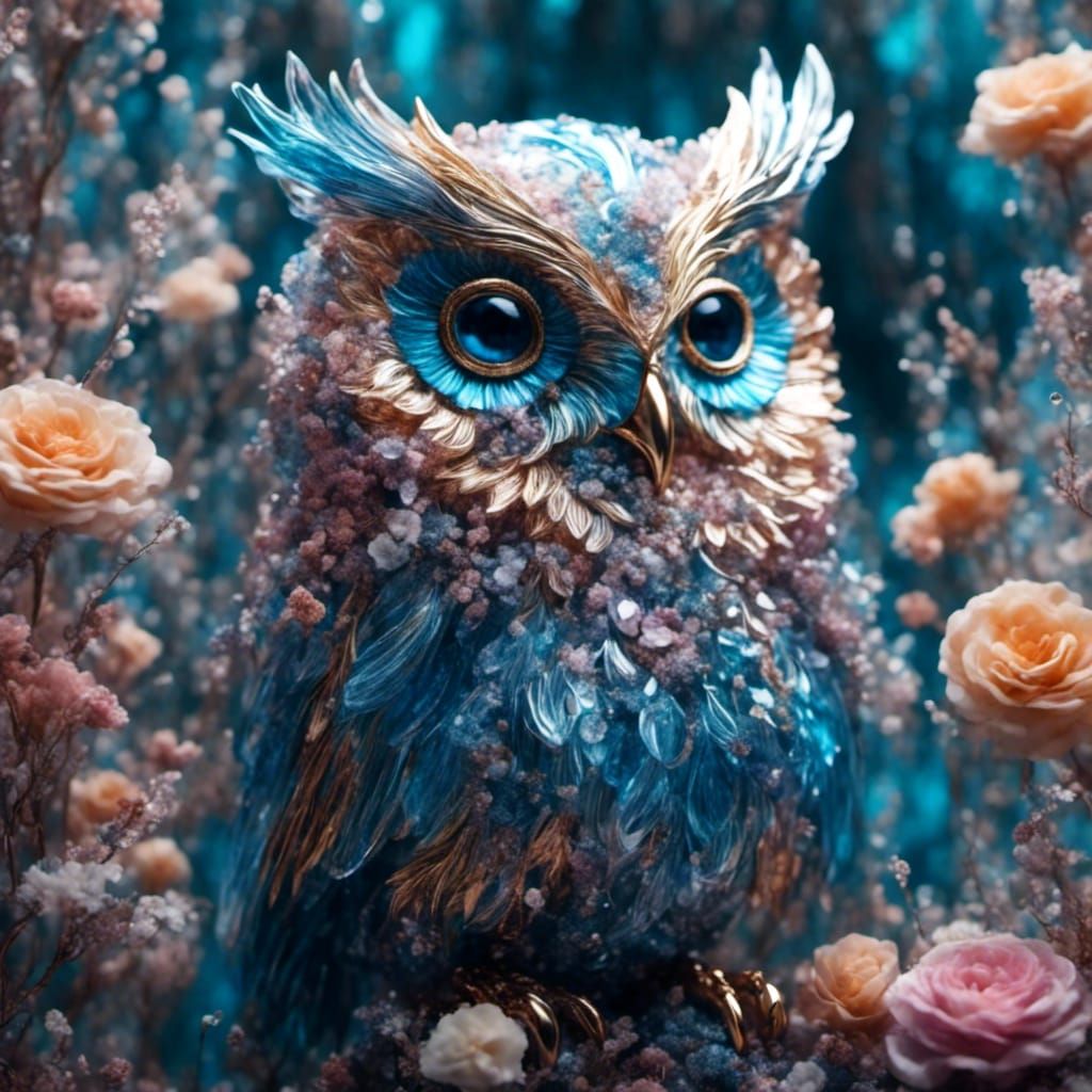 Pastel Owl with Glass Effect