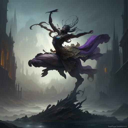 Bronze Dancer Sculpture in Dark Fantasy Style