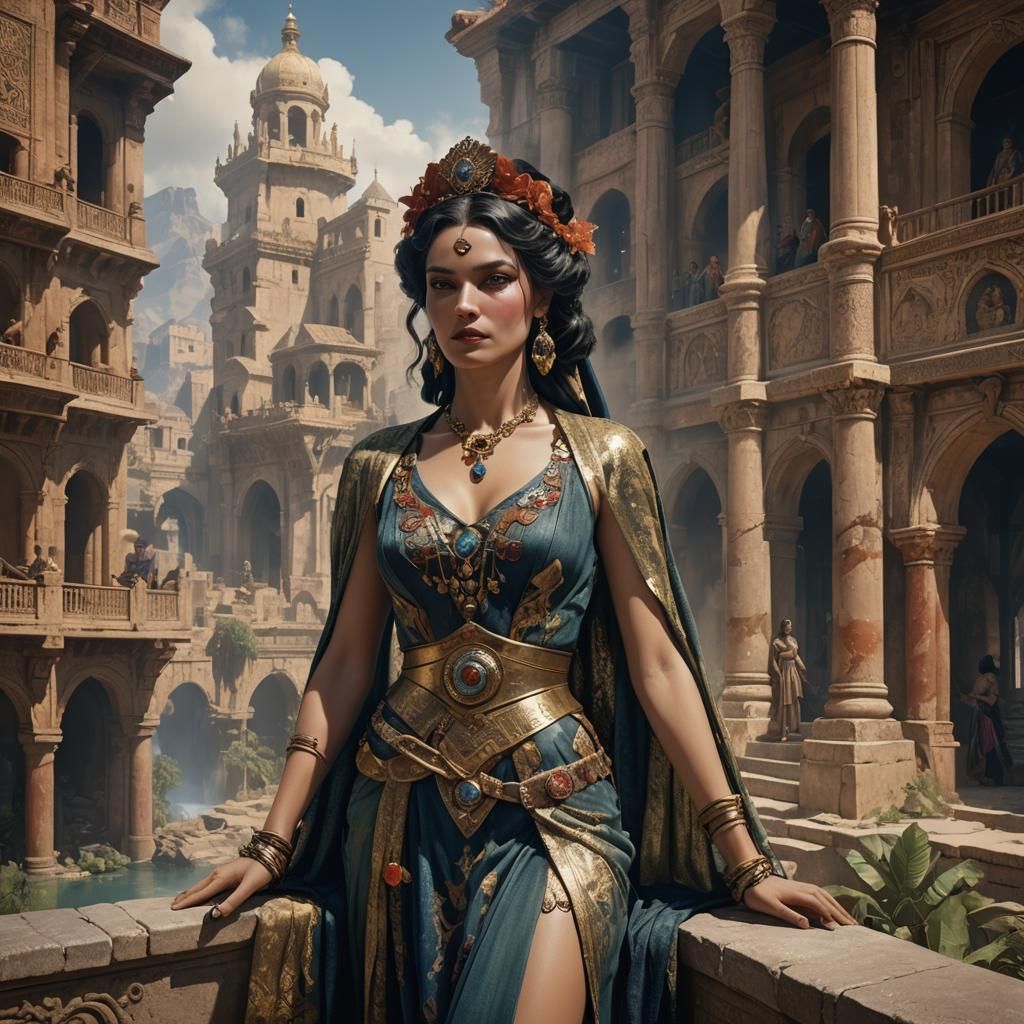 Femme Fatale in Detailed Matte Painting Style