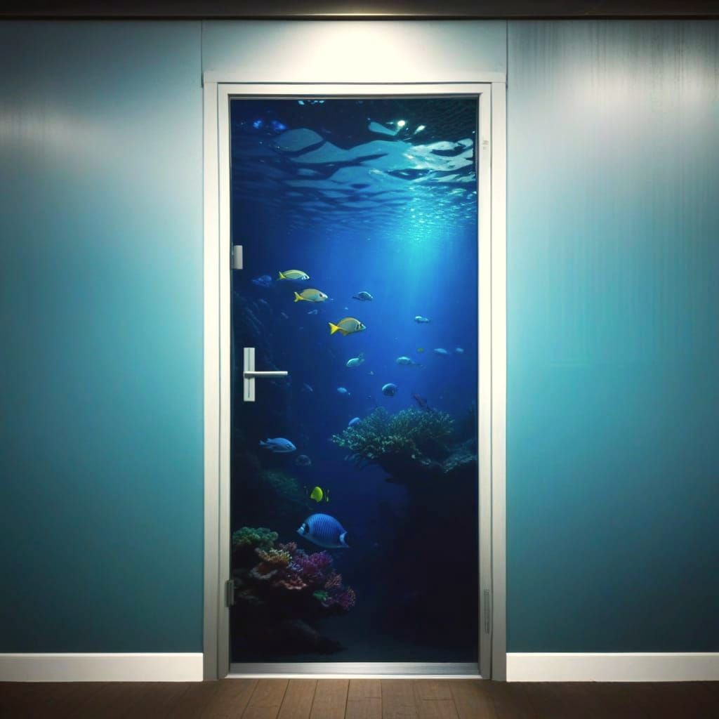 Underwater Scene Behind Closed Door in Photorealism