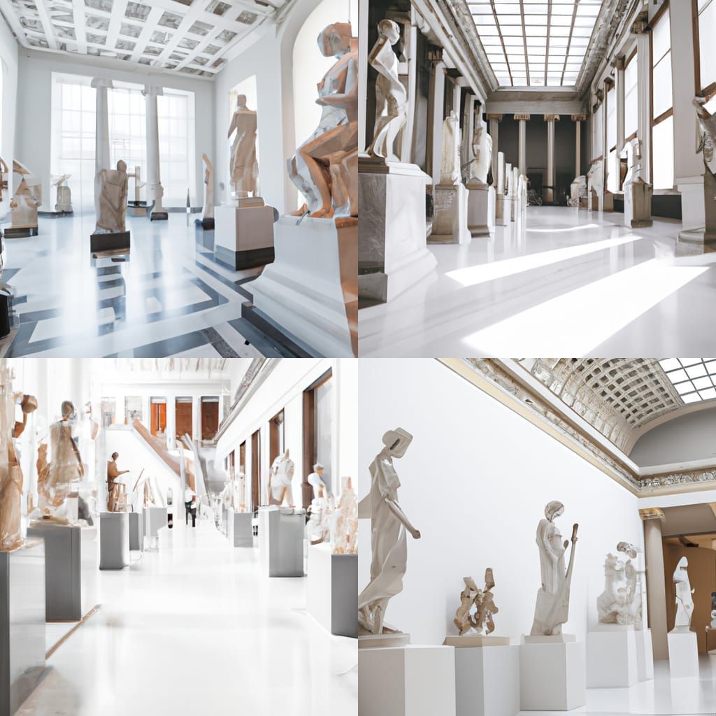 Museum Hall with Ancient Greek Statues
