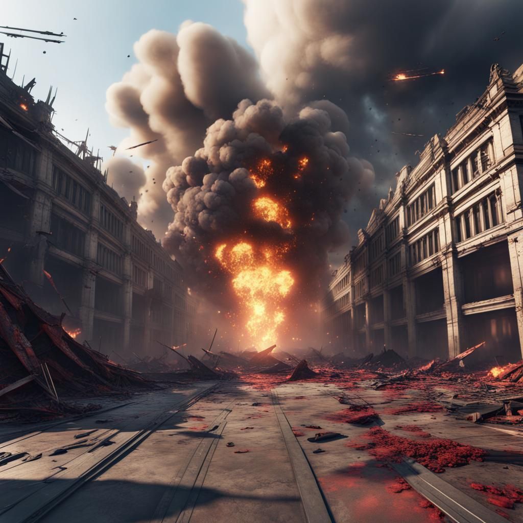 Fashion Runway in a War Zone: Matte Painting