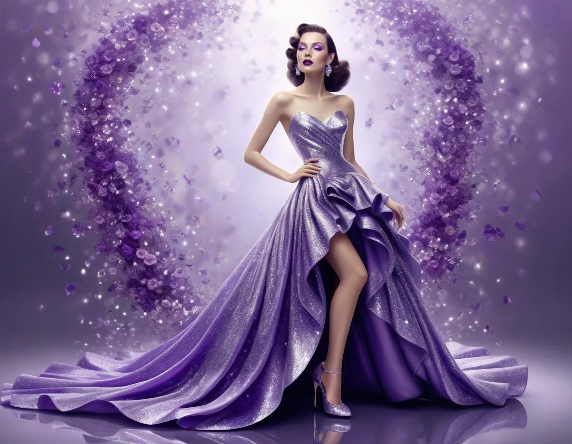 Glamorous 1940s Diva in Ethereal, Abstract Style