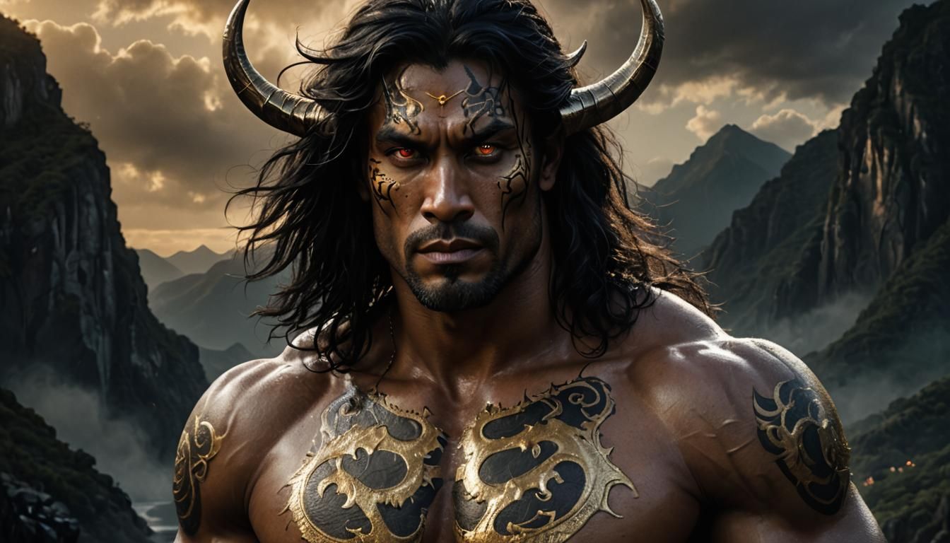 Tiefling Paladin Portrait in Hyperrealistic Fantasy Style