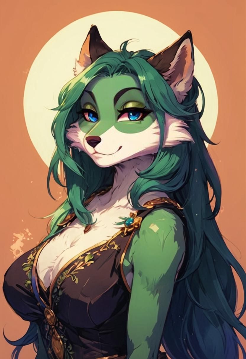 Anime Anthro Fox Portrait with Blue Eyes