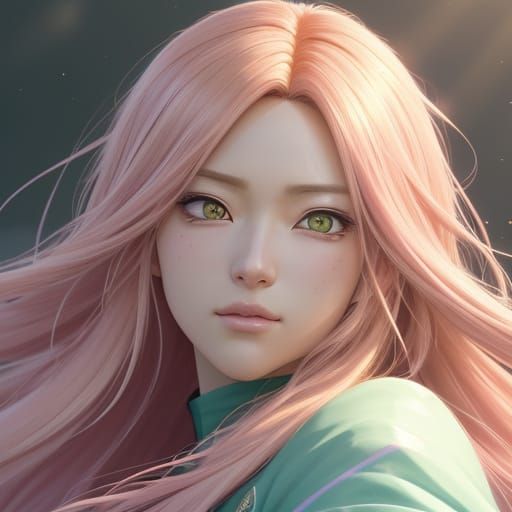 Vibrant Anime Goddess with Radiant Hair