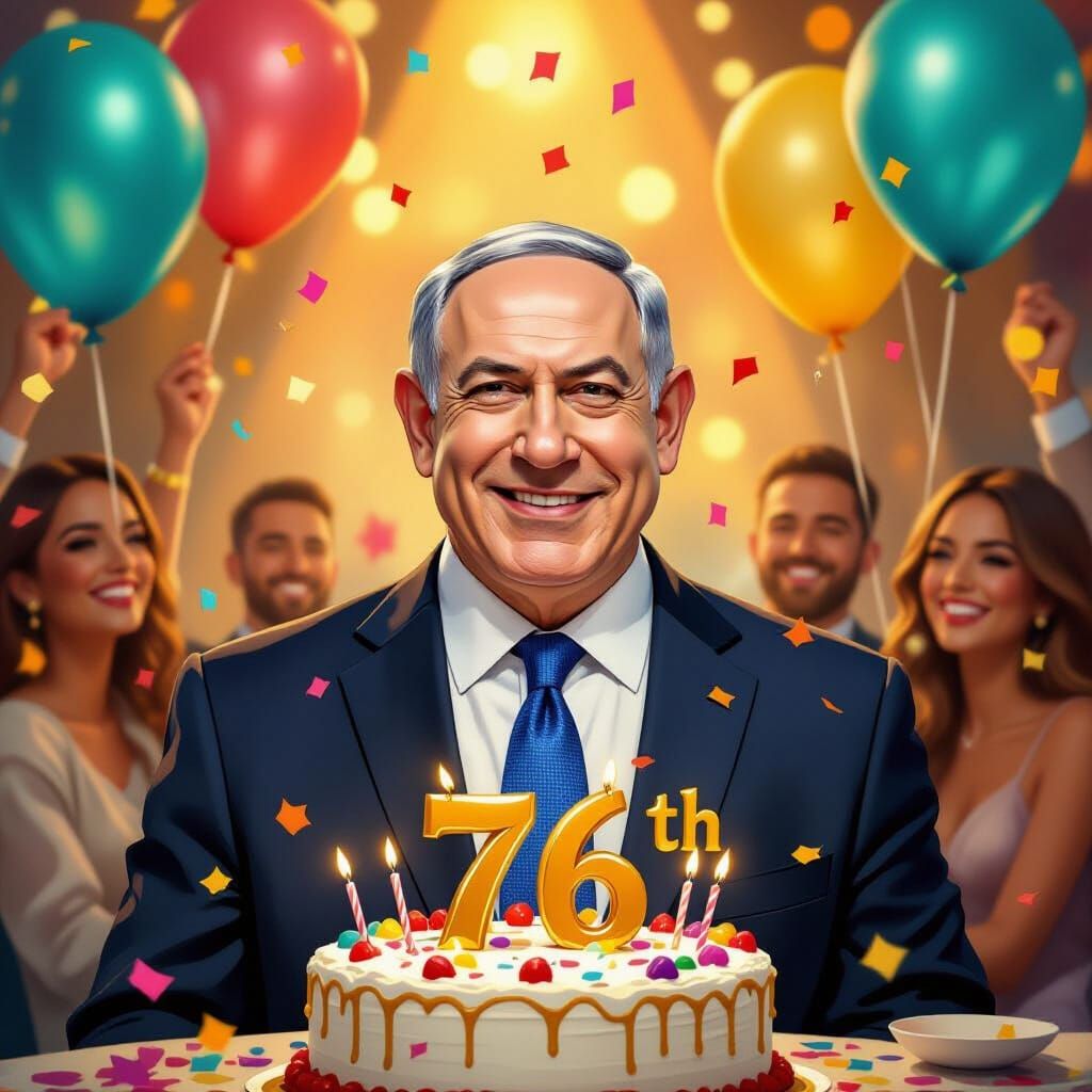 Benjamin Netanyahu Celebrates 76th Birthday with Festive Dig...