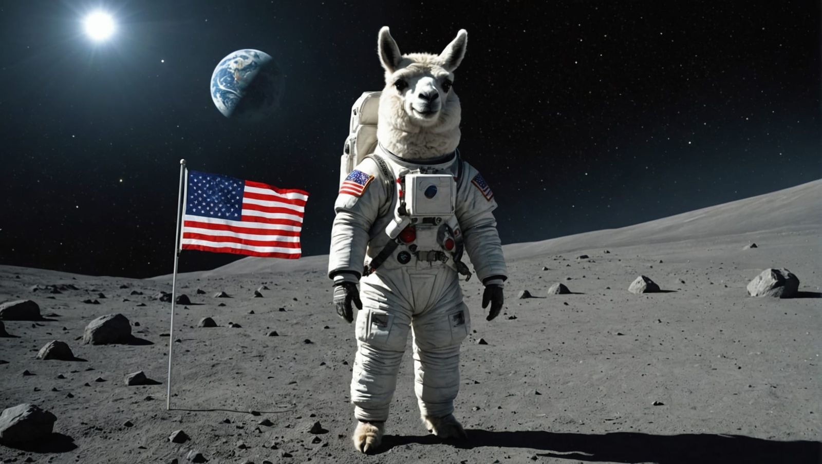 Llama Astronaut on the Moon