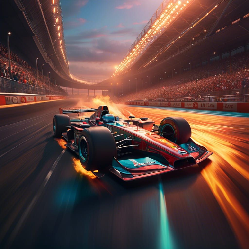 Hyperdetailed Racing Car on Fire, Concept Art