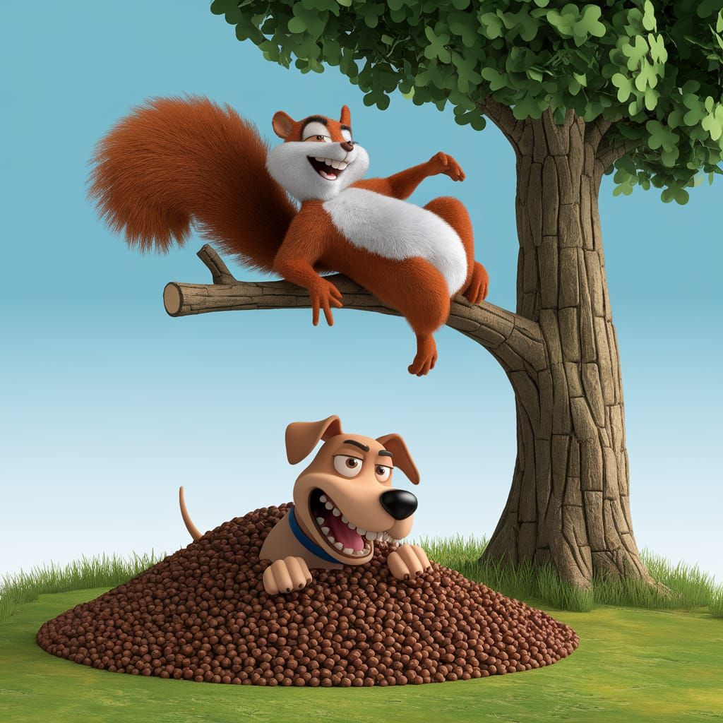 Mischievous Squirrel's Acorn Prank: A CGI Comedy