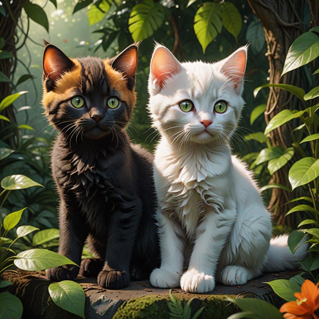 Adorable Jungle Kittens Huddle in Mutual Protection