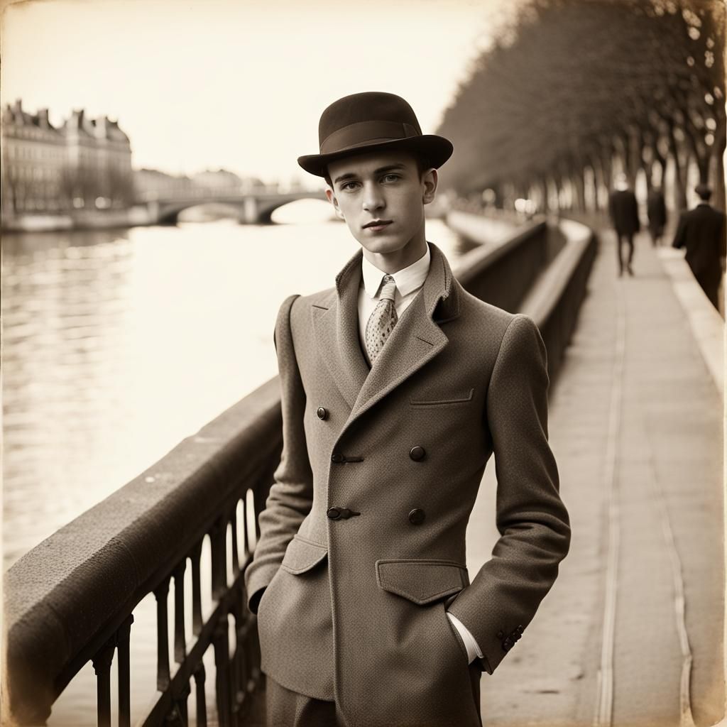 Photo of Handsome Man by the Seine (by Atget)