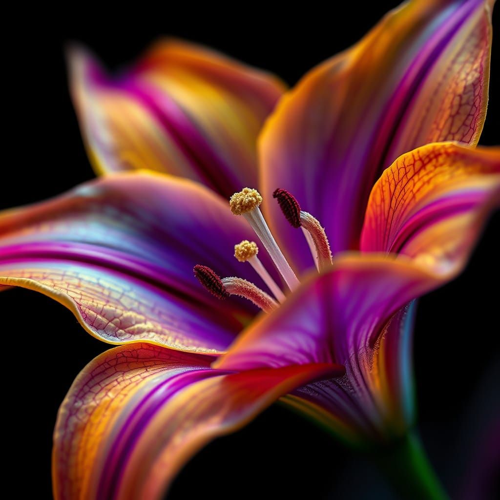 Surreal Fantasy Lily Blooms in Ethereal Glory