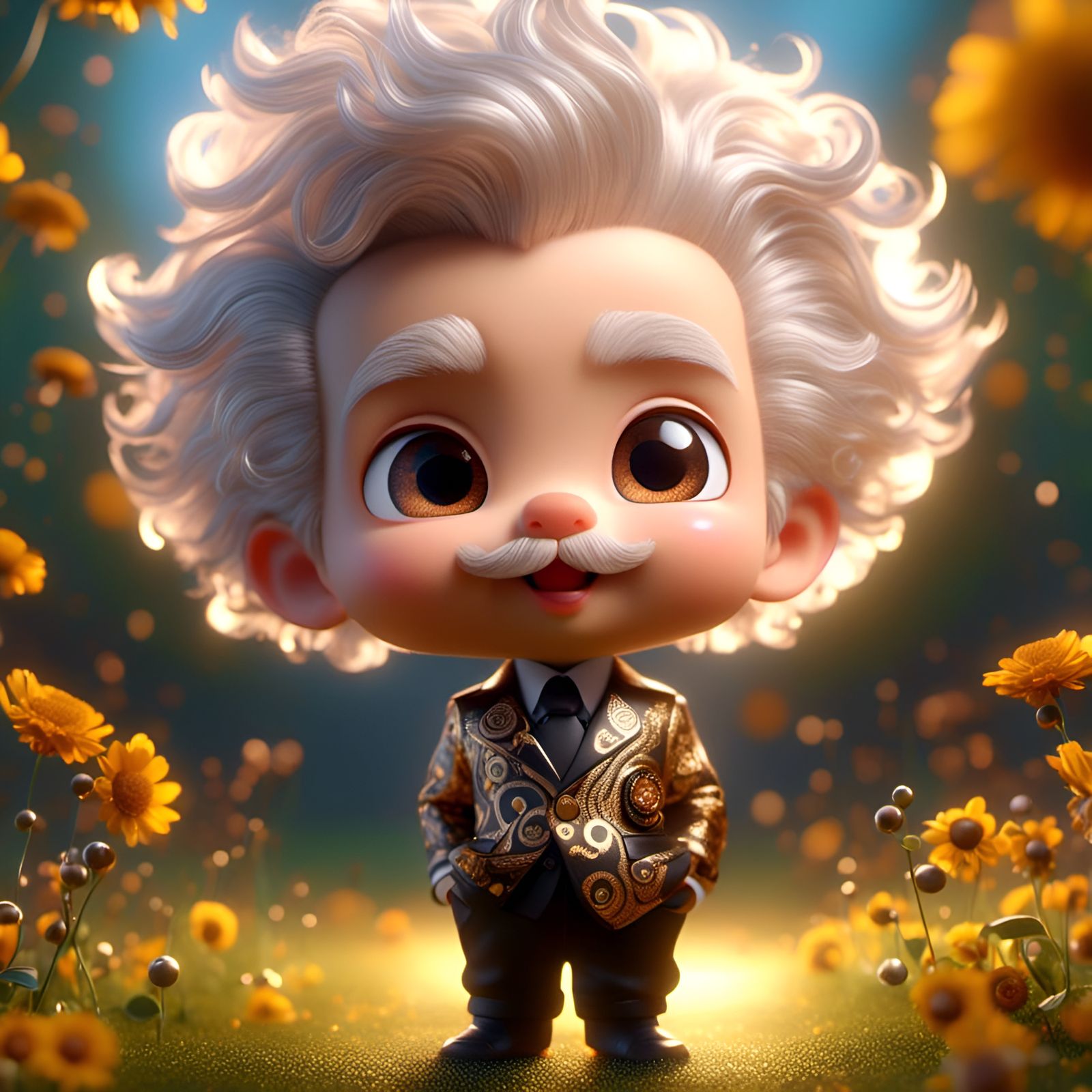 Chibi Baby Einstein Portrait with Intricate Details