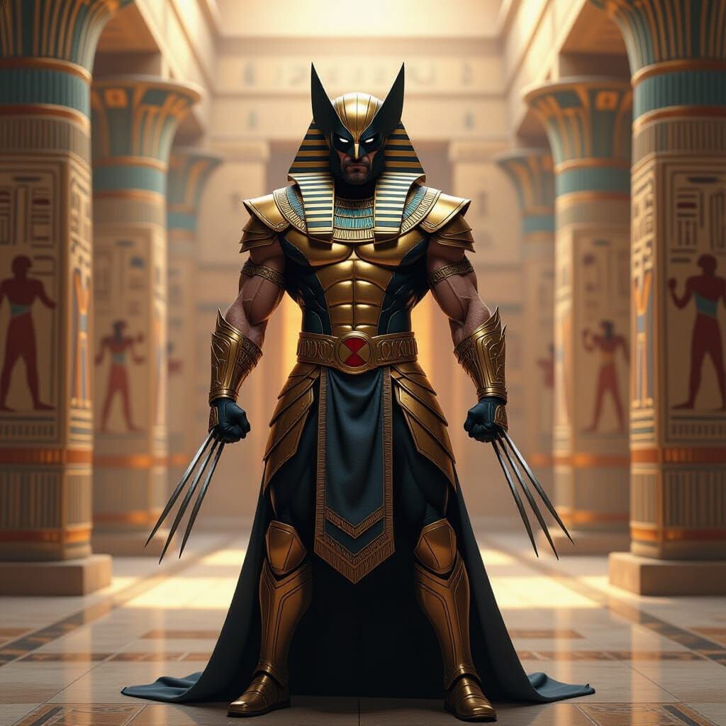 Wolverine as Egyptian Pharaoh: Hyperrealistic Concept Art
