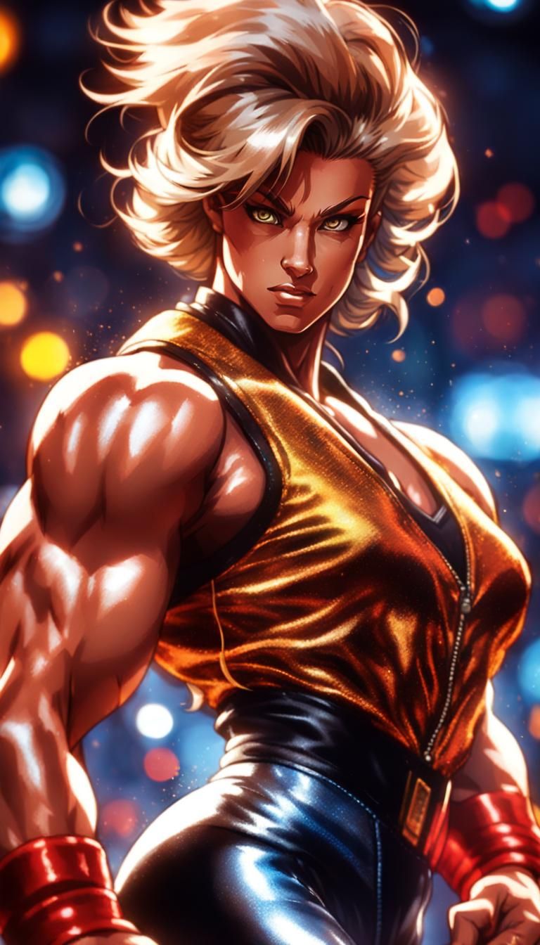 Female Bodybuilder as KOF Anime Character