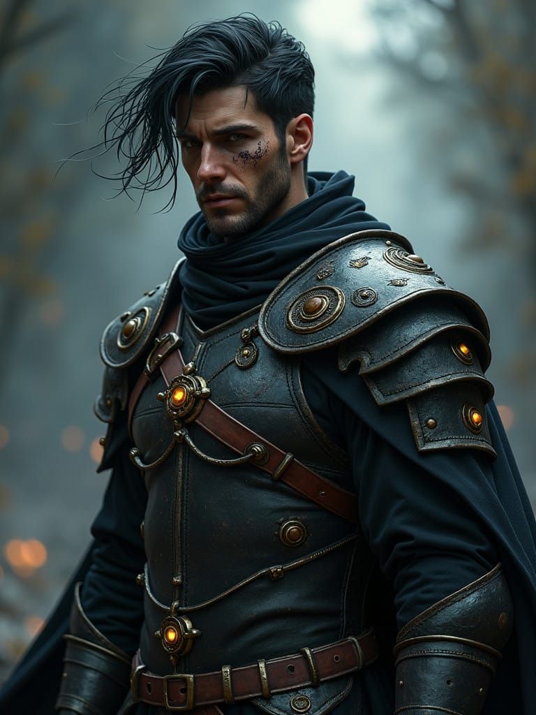Gothic Warrior with a Ghastly Scar in Dark Fantasy Armor