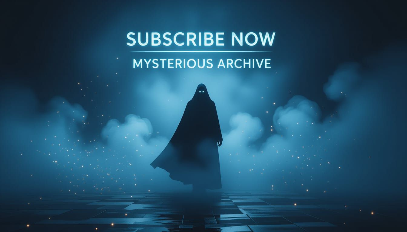 Mysterious Figure in Fog with Glowing Arabic Text