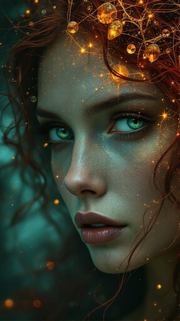 Enchanting Gothic Beauty in Fiery Aura